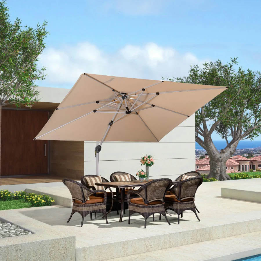 PURPLE LEAF Ombrellone Classico da Giardino Rettangolare con Doppia Top e Rotazione a 360 Gradi,con Base