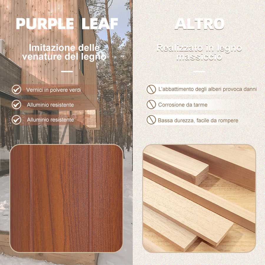 PURPLE LEAF Ombrellone Doppio Top rotondo in alluminio colore legno