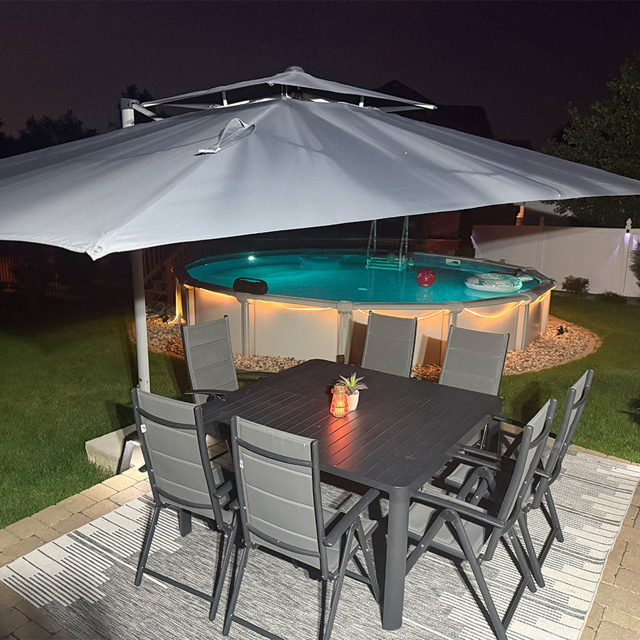 PURPLE LEAF Ombrellone Classico da Giardino Rettangolare con Doppia Top e Rotazione a 360 Gradi