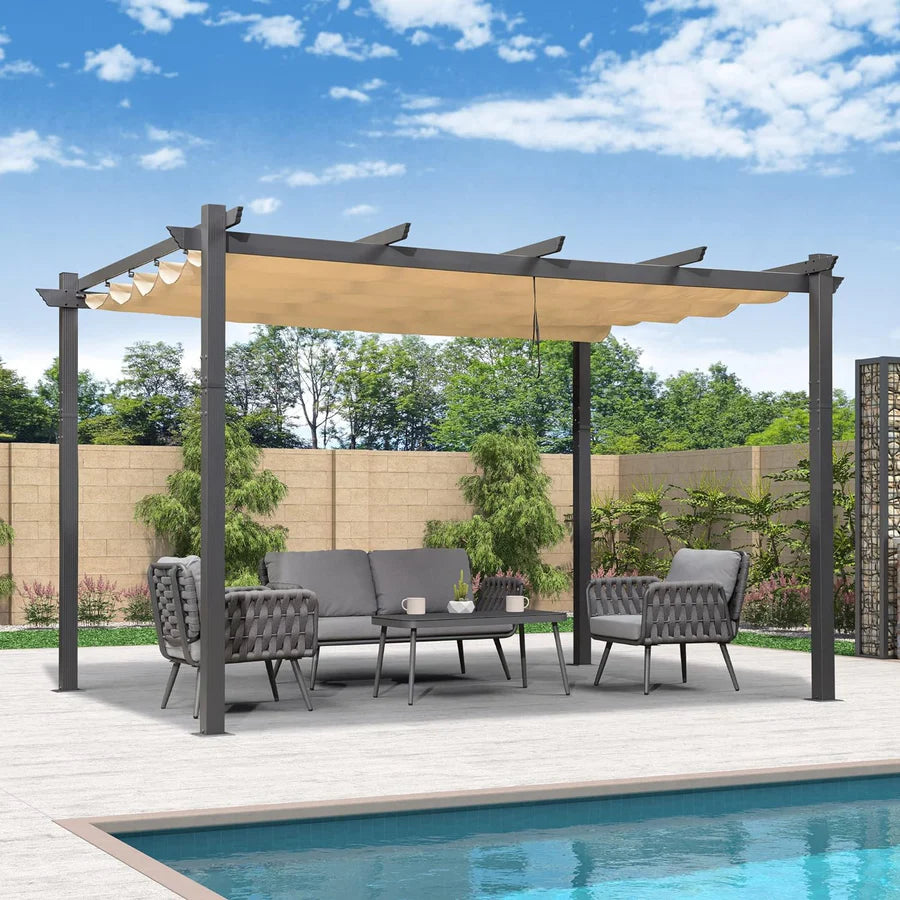 PURPLE LEAF Pergola Alluminio Pergolato da Giardino con Tetto ha Scomparsa Per Giardino Pergolati Terrazzo