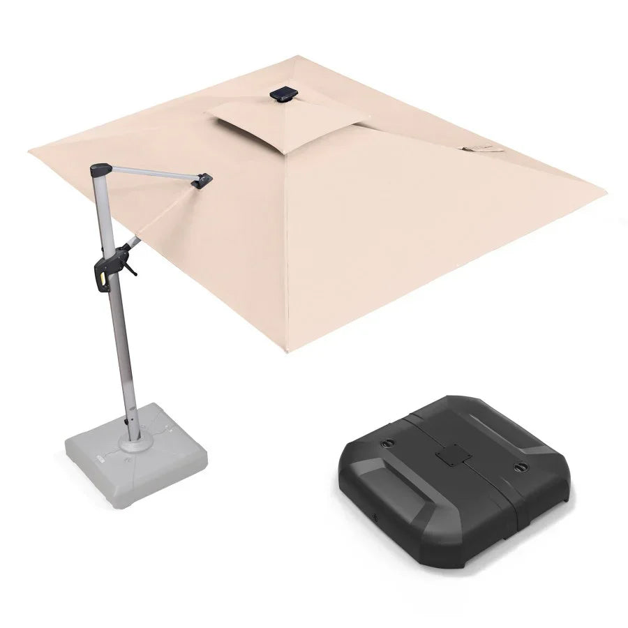 PURPLE LEAF Ombrellone da Giardino Rettangolari con Doppio Top e Luci ,con Base