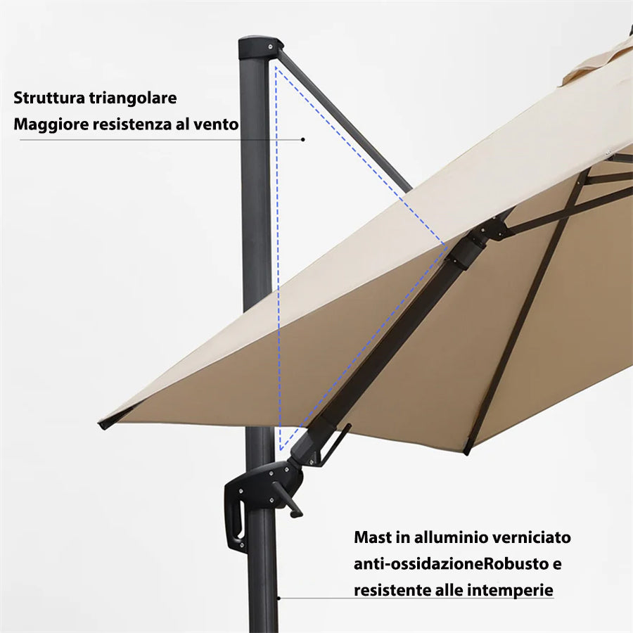 PURPLE LEAF Ombrellone da Giardino Quadrato inclinabile economico