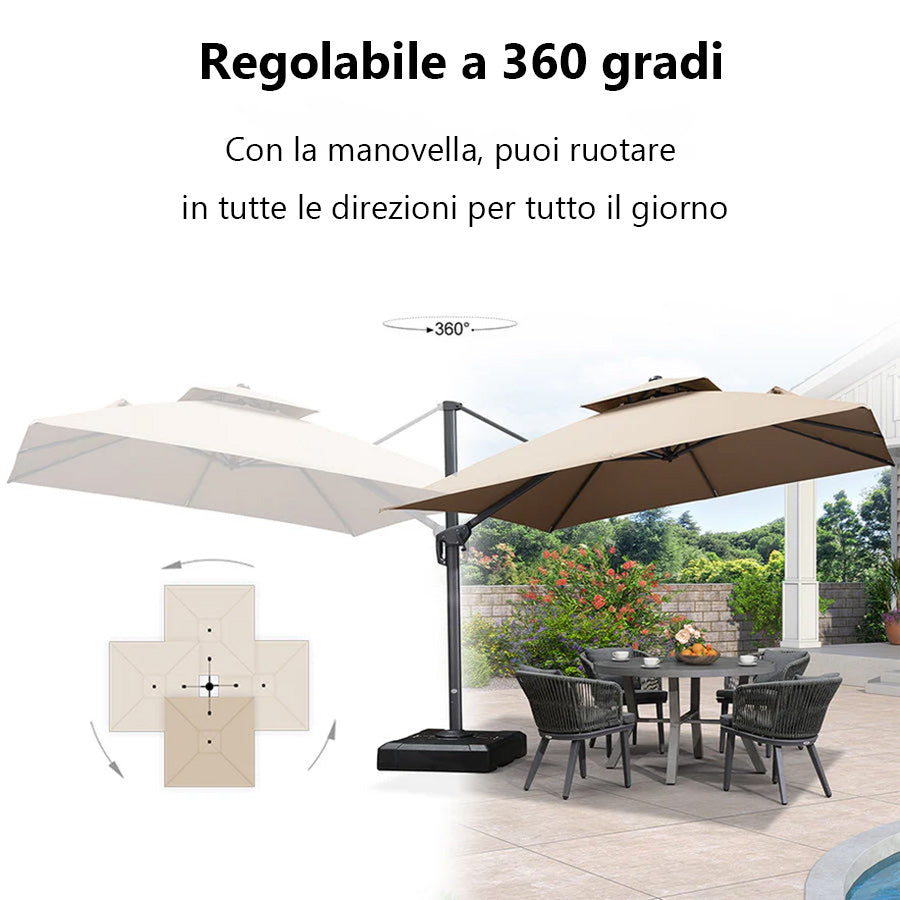 PURPLE LEAF Ombrellone doppio Top Quadrato per Giardino