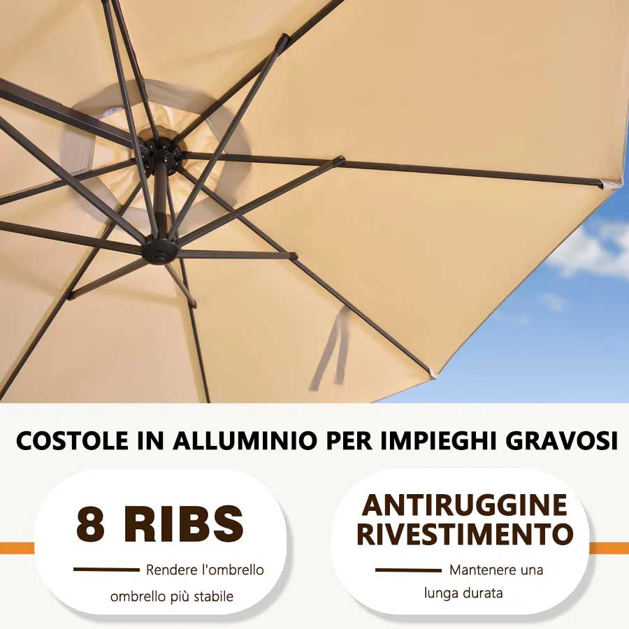 PURPLELEAF Ombrellone Rotondo da Giardino Economy,con Base