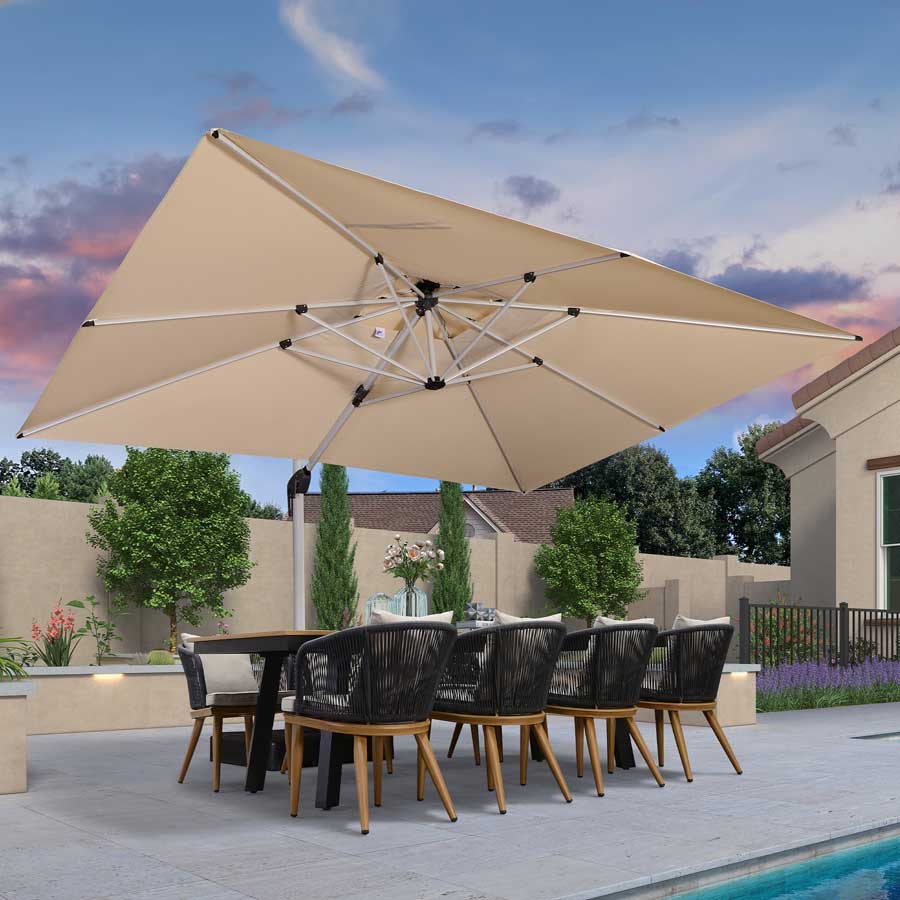 PURPLE LEAF Ombrellone Classico da Giardino Rettangolare con Doppia Top e Rotazione a 360 Gradi