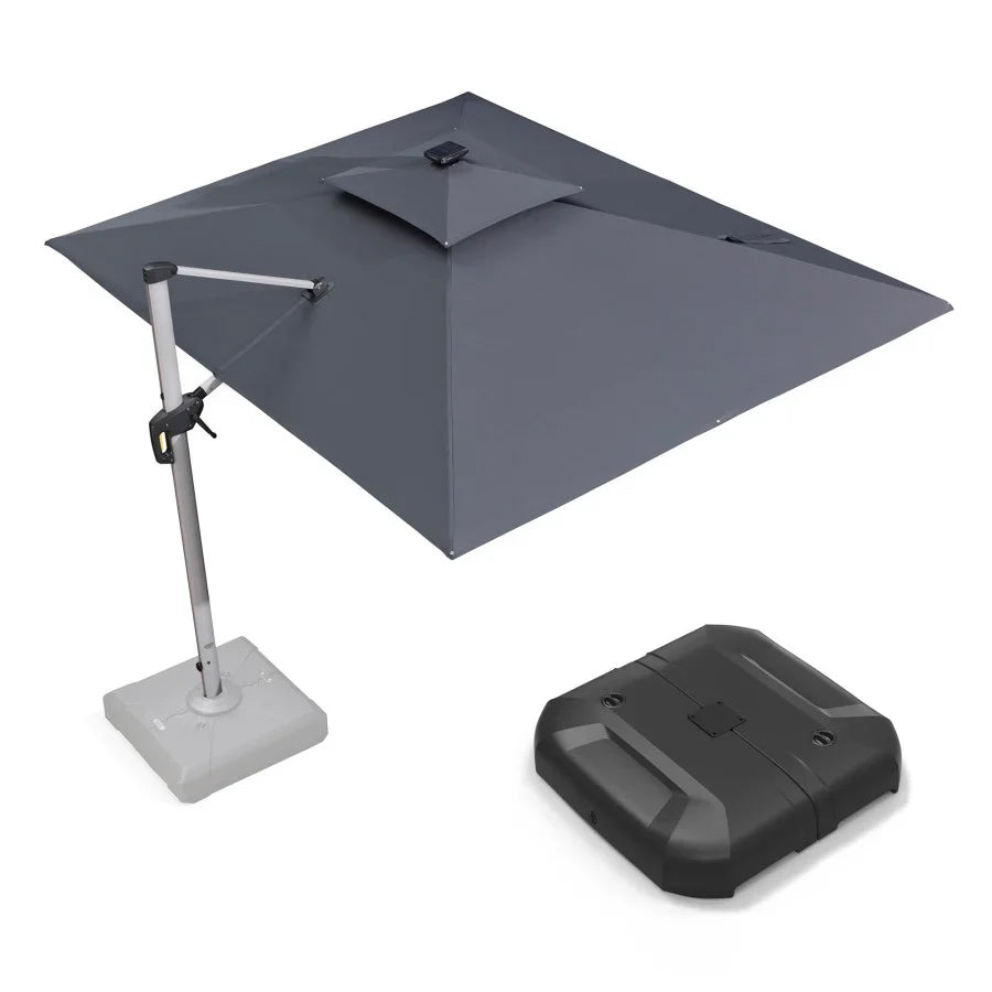 PURPLE LEAF Ombrellone da Giardino Rettangolari con Doppio Top e Luci ,con Base