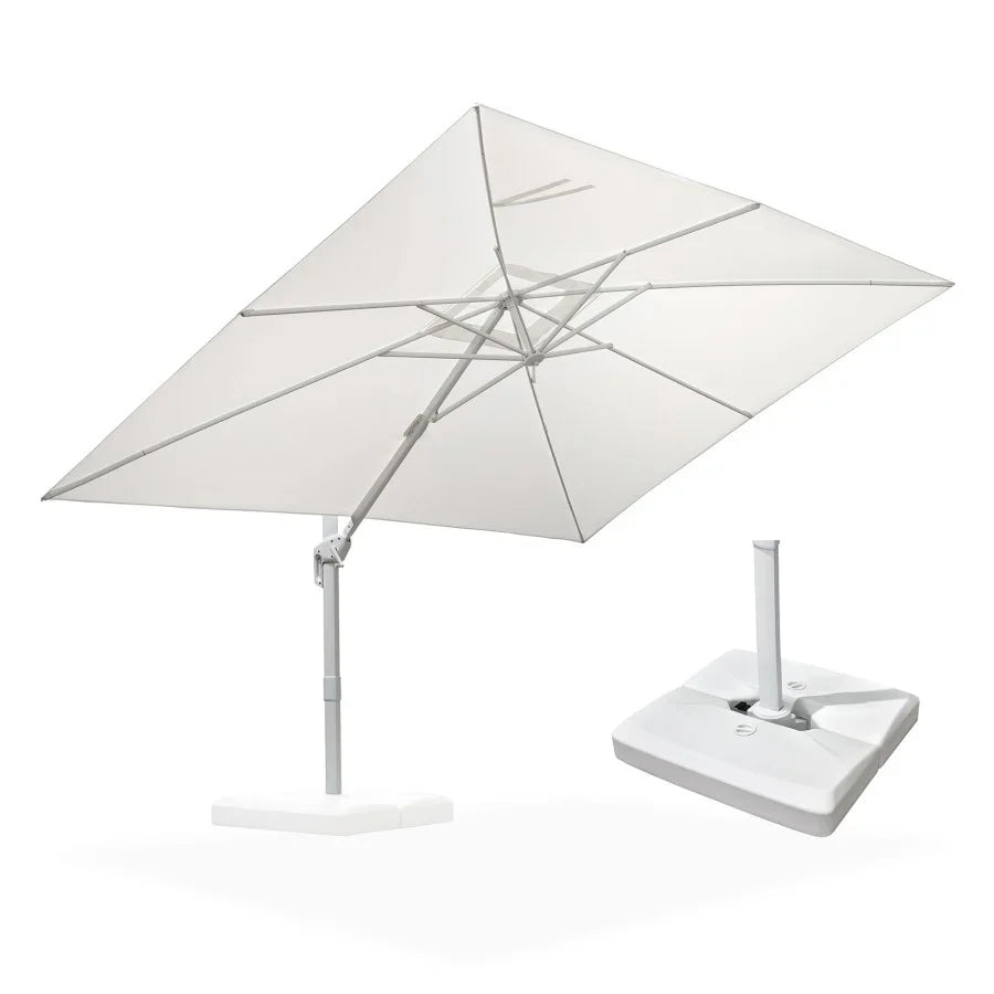 PURPLE LEAF Ombrellone da Giardino Bianco, Grande e Conveniente ,con Base