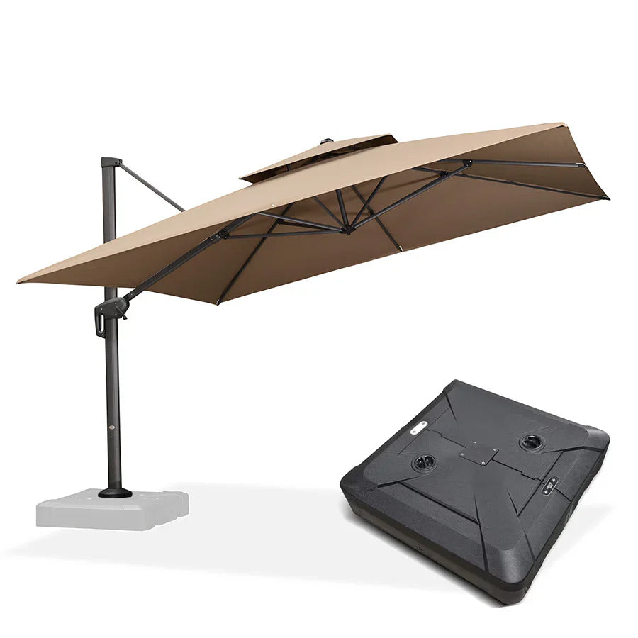 PURPLE LEAF Ombrellone doppio Top Quadrato per Giardino,con Base