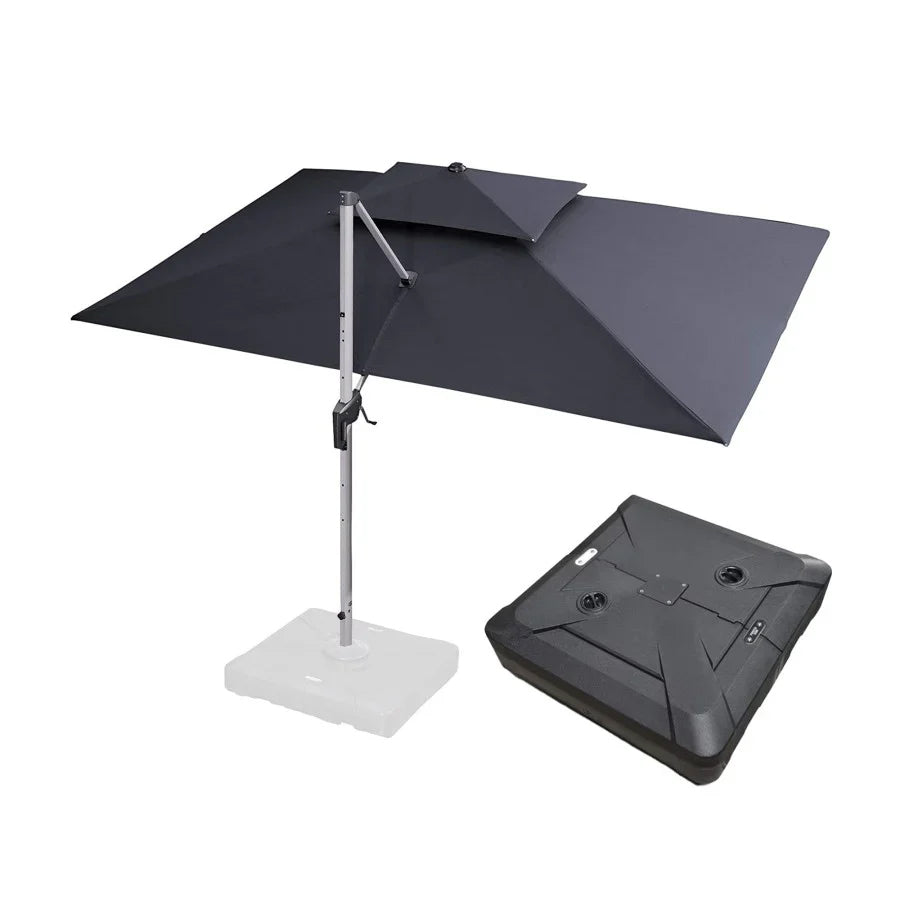 PURPLE LEAF Ombrellone Classico da Giardino Rettangolare con Doppia Top e Rotazione a 360 Gradi,con Base