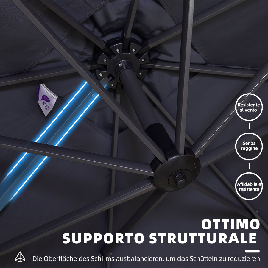 PURPLE LEAF Ombrellone da Giardino Rettangolare inclinabile economico,con Base