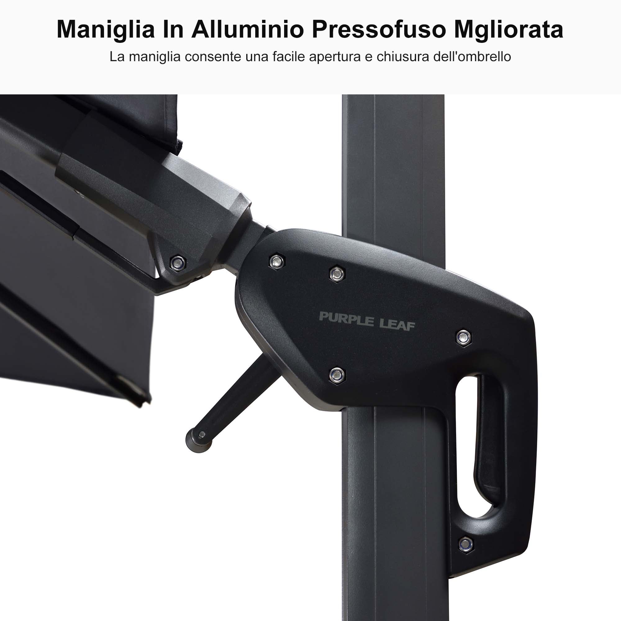 PURPLE LEAF Ombrellone da Giardino Ombrellone Quadrato Girevole con Rotazione a 360 gradi per esterno con luci