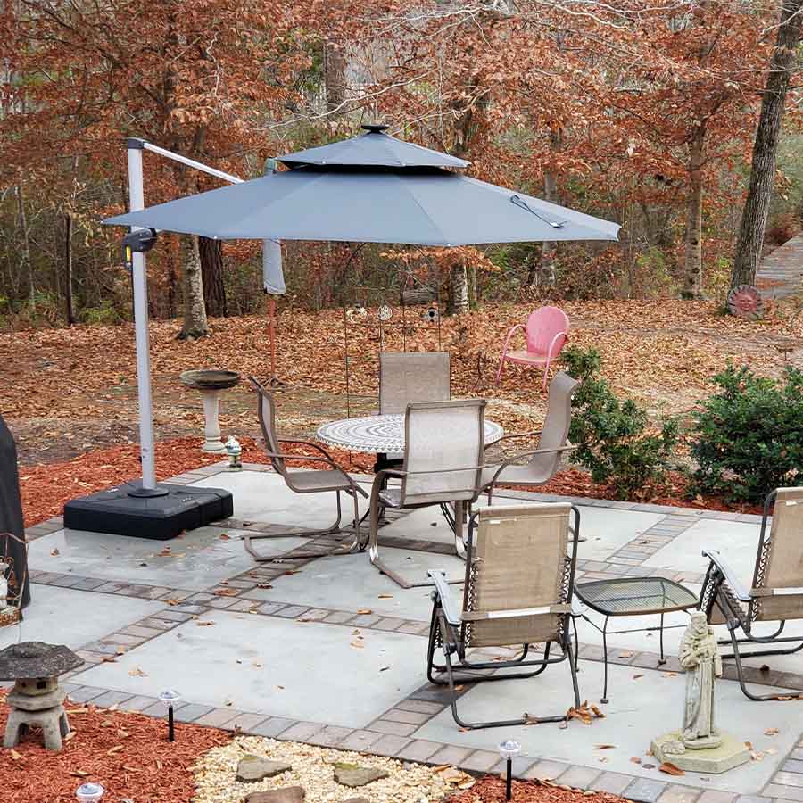 PURPLE LEAF Ombrellone Classico da Giardino Rotondo con Doppia Top e Rotazione a 360 Gradi ,con Base