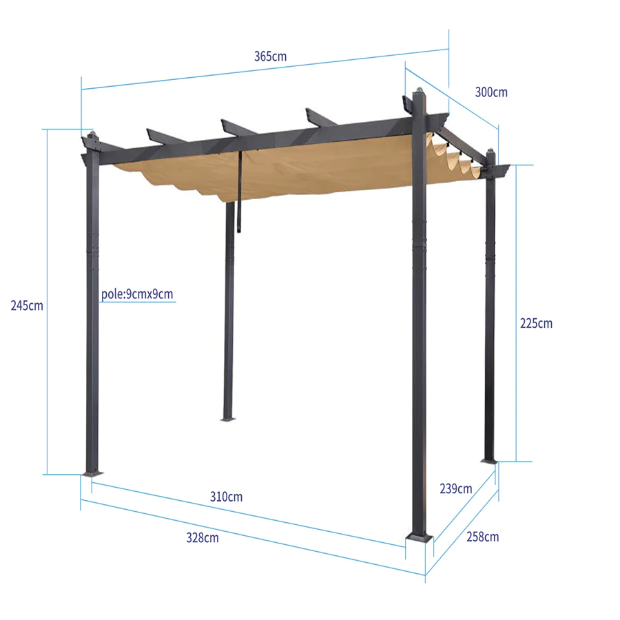 PURPLE LEAF Pergola Alluminio Pergolato da Giardino con Tetto ha Scomparsa Per Giardino Pergolati Terrazzo