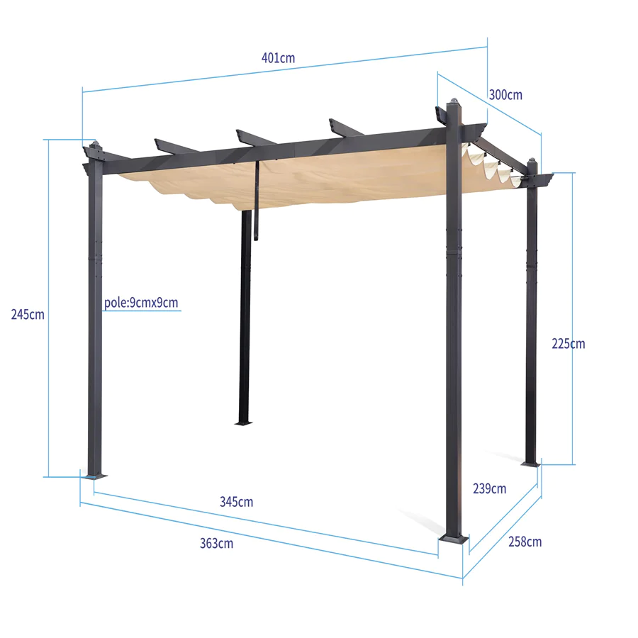 PURPLE LEAF Pergola Alluminio Pergolato da Giardino con Tetto ha Scomparsa Per Giardino Pergolati Terrazzo