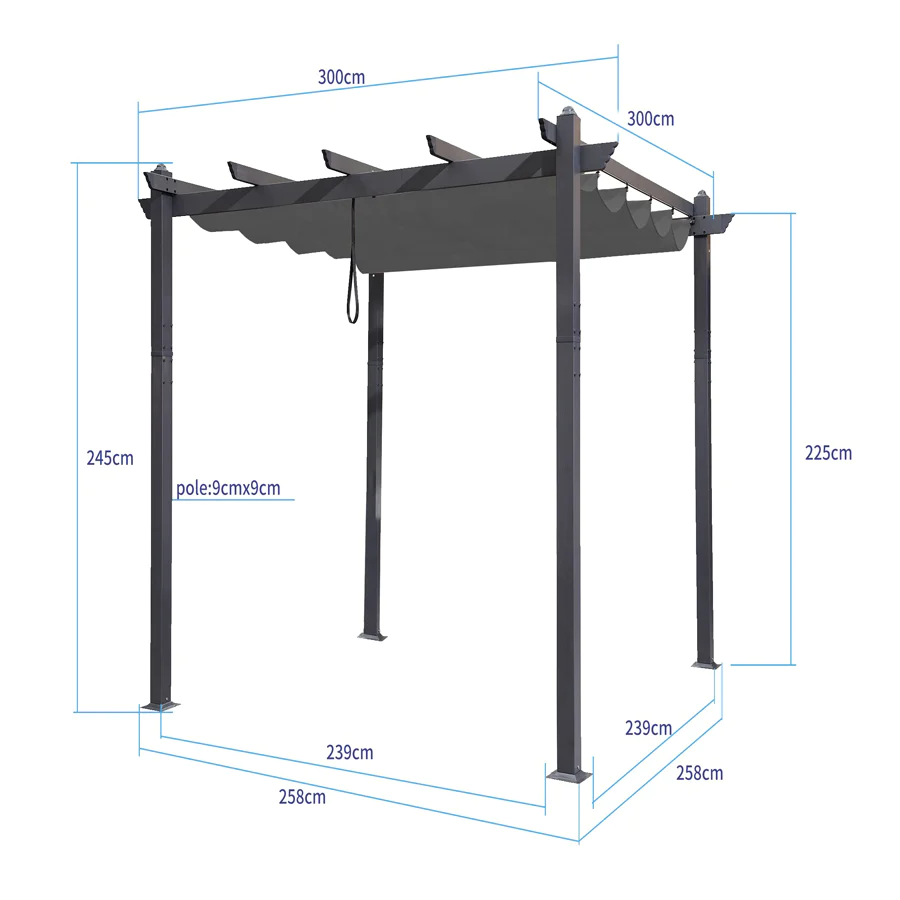 PURPLE LEAF Pergola Alluminio Pergolato da Giardino con Tetto ha Scomparsa Per Giardino Pergolati Terrazzo
