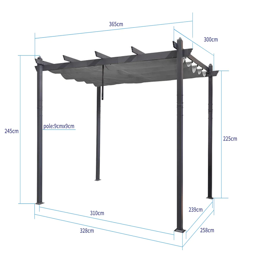 PURPLE LEAF Pergola Alluminio Pergolato da Giardino con Tetto ha Scomparsa Per Giardino Pergolati Terrazzo