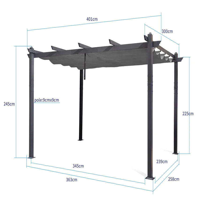 PURPLE LEAF Pergola Alluminio Pergolato da Giardino con Tetto ha Scomparsa Per Giardino Pergolati Terrazzo