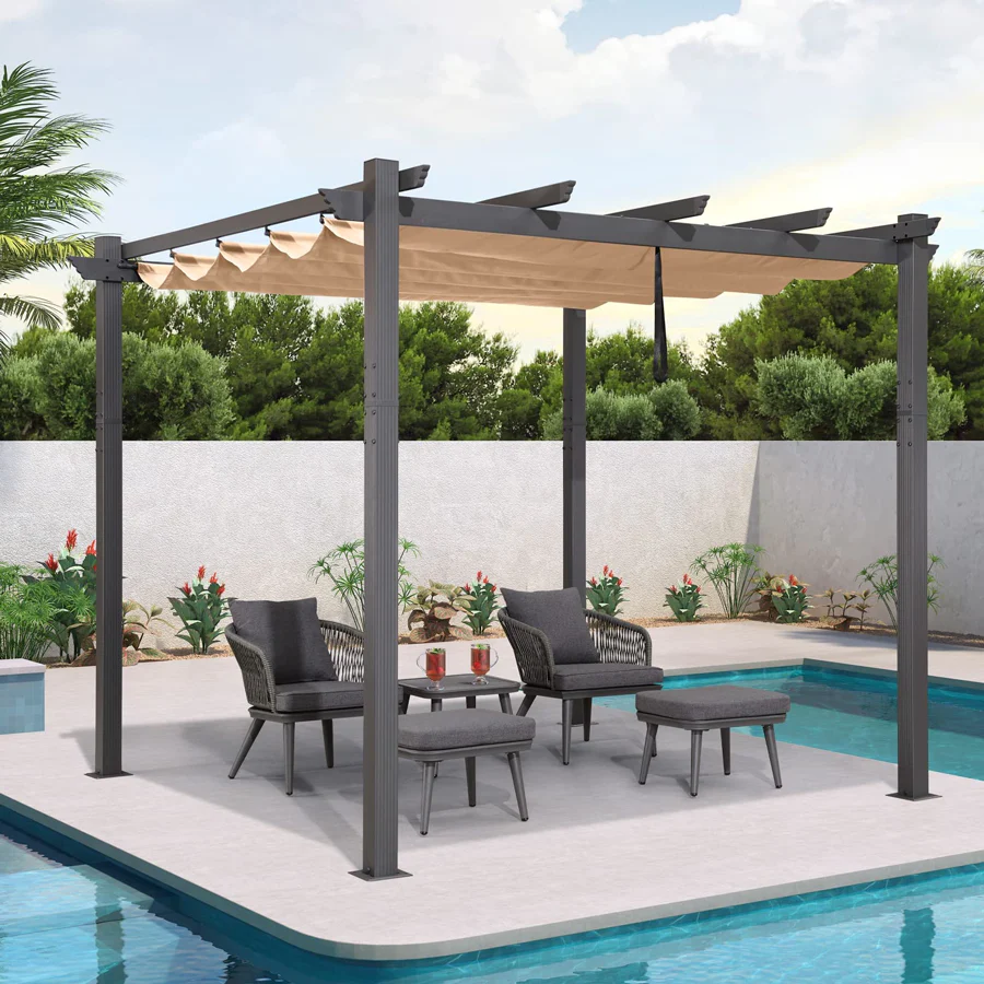 PURPLE LEAF Pergola Alluminio Pergolato da Giardino con Tetto ha Scomparsa Per Giardino Pergolati Terrazzo