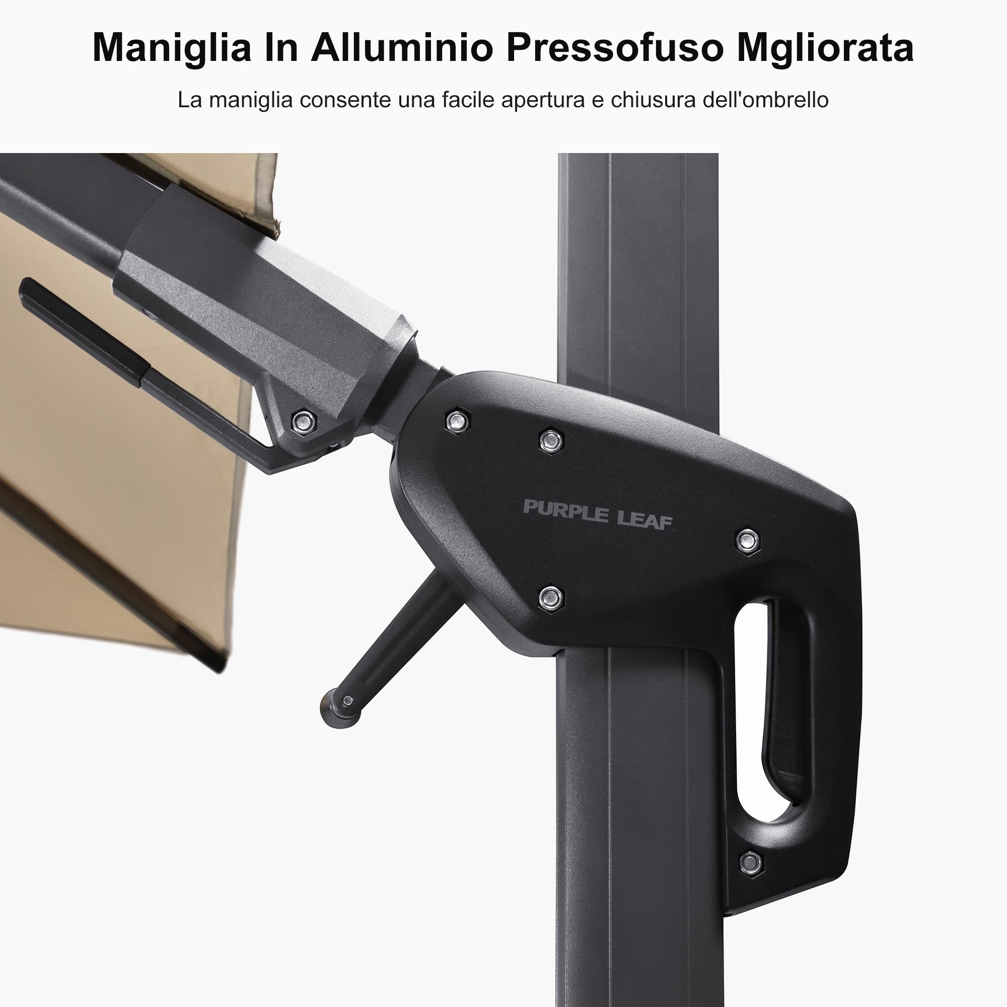 PURPLE LEAF Ombrellone da Giardino Ombrellone Quadrato Girevole con Rotazione a 360 gradi per esterno con luci ,Con Base