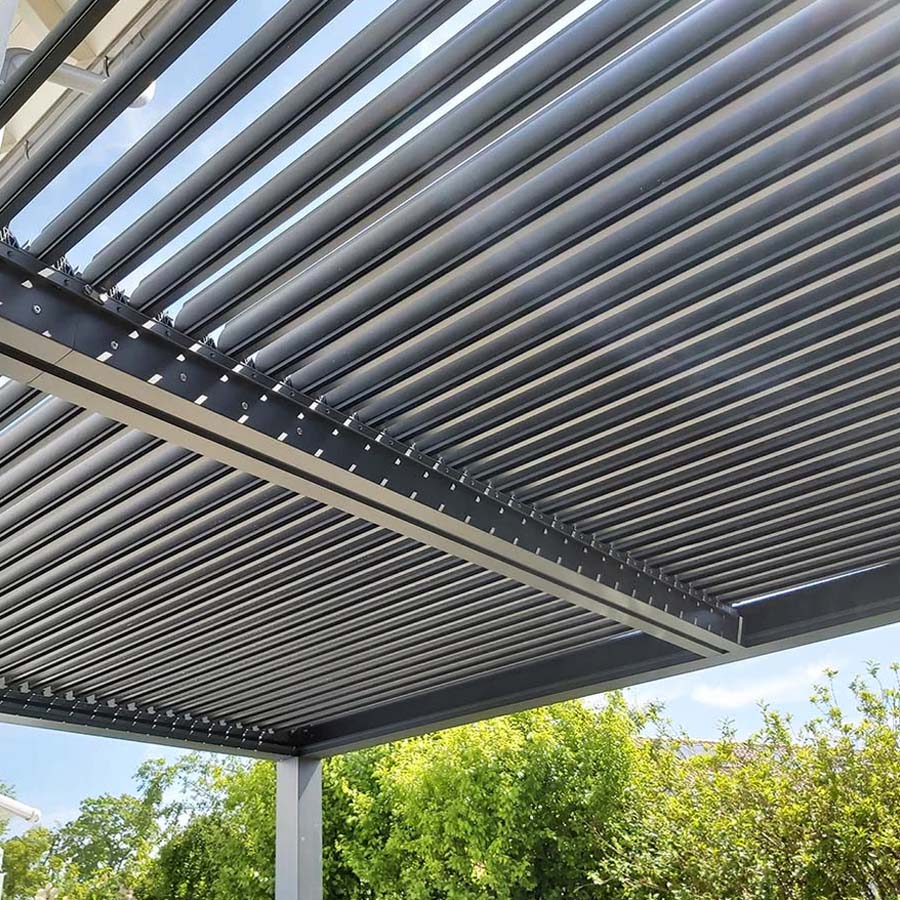 PURPLE LEAF Pergola Bioclimatica a Lamelle con Tetto Regolabile Moderna Alluminio Pergolati da Giardino per Patio Terrazza Esterno Grigio