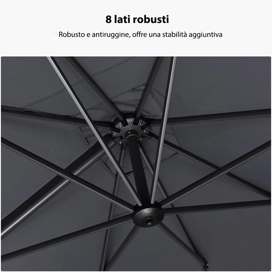 PURPLE LEAF Ombrellone da Giardino Quadrato inclinabile economico ,con Base