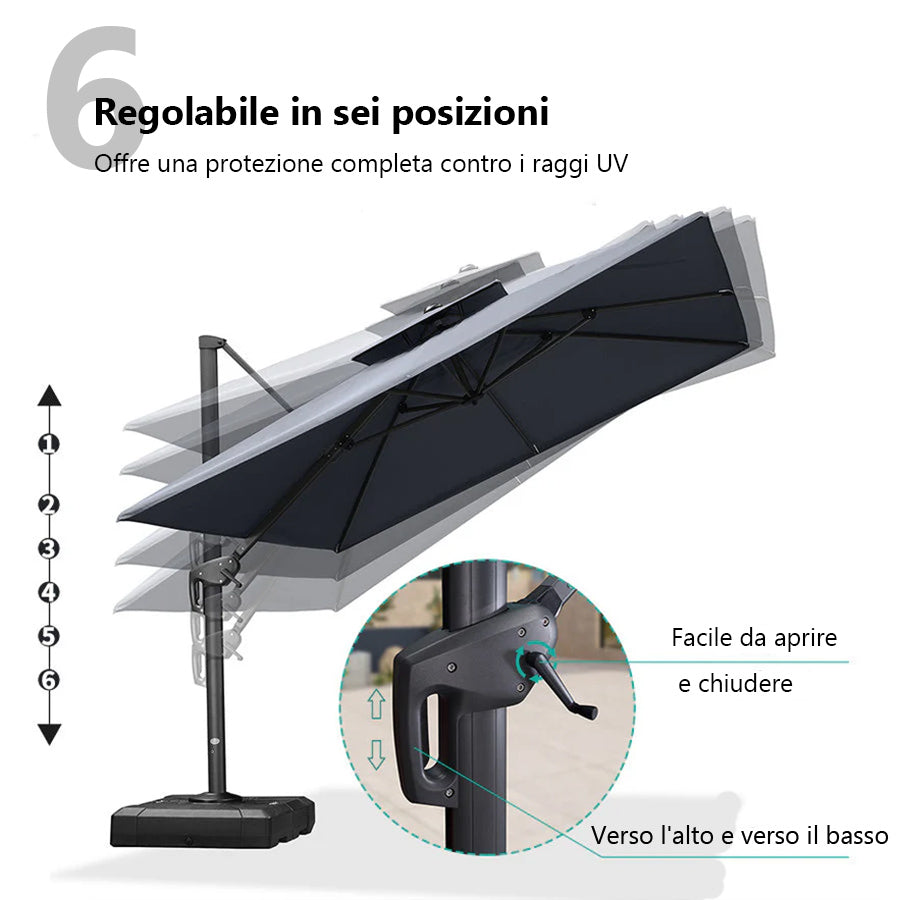 PURPLE LEAF Ombrellone doppio Top Quadrato per Giardino