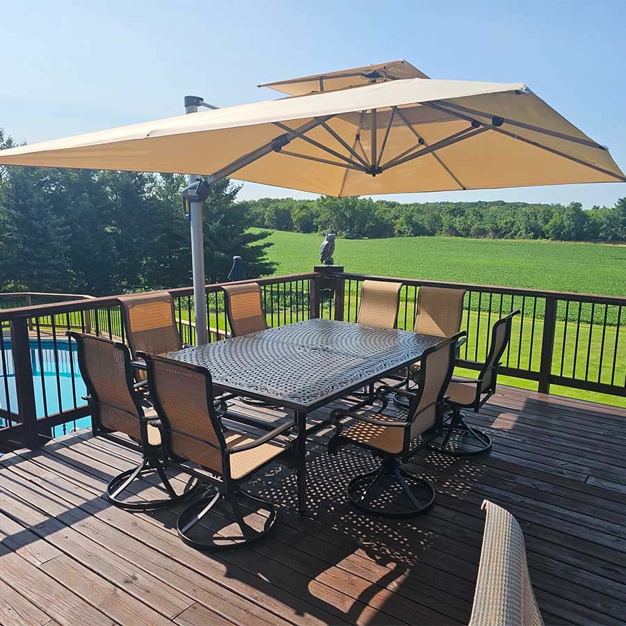 PURPLE LEAF Ombrellone Classico da Giardino Rettangolare con Doppia Top e Rotazione a 360 Gradi