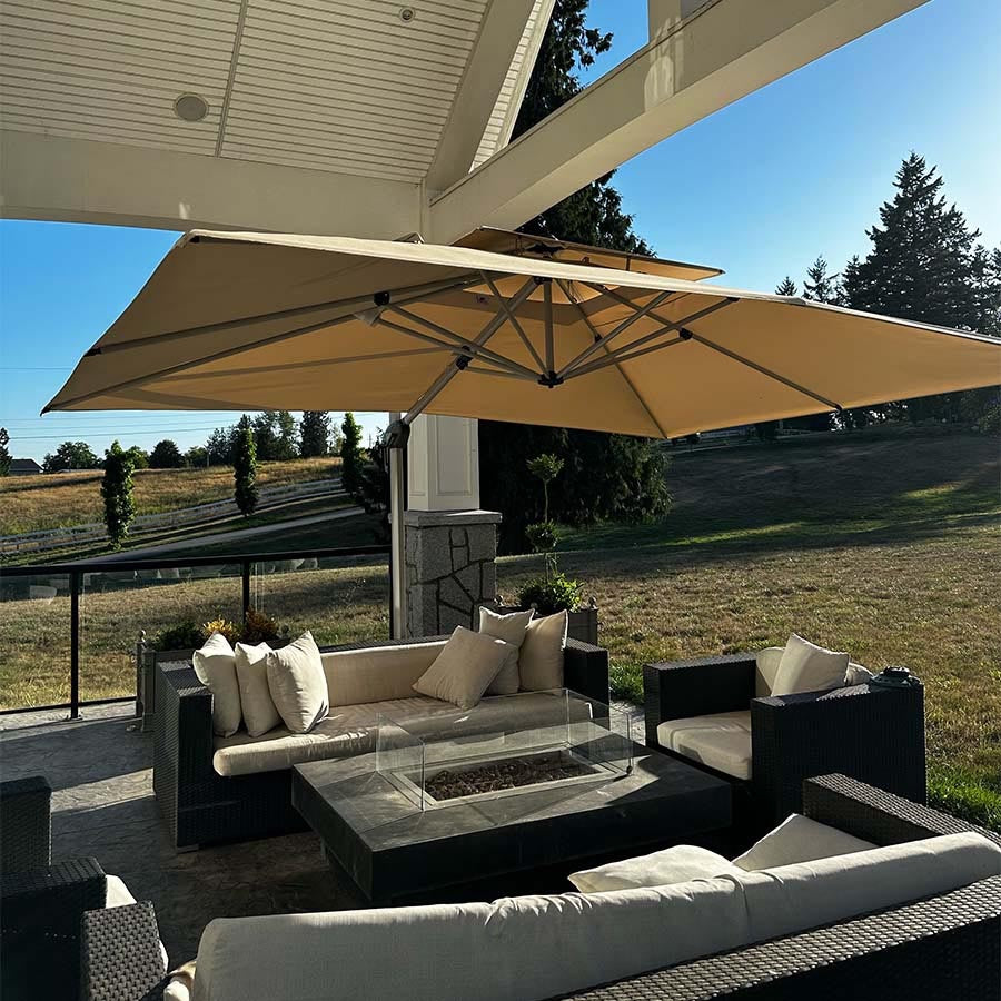 PURPLE LEAF Ombrellone Classico da Giardino Rettangolare con Doppia Top e Rotazione a 360 Gradi