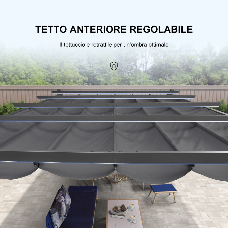 PURPLE LEAF Pergola Alluminio Pergolato da Giardino con Tetto ha Scomparsa Per Giardino Pergolati Terrazzo