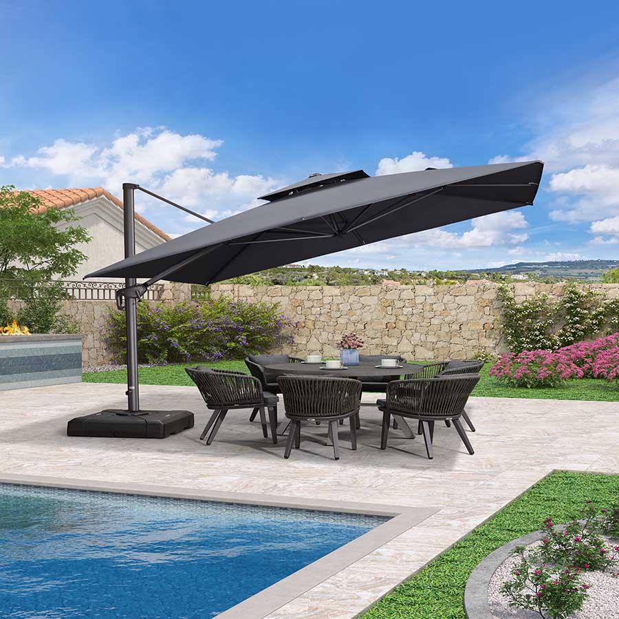 PURPLE LEAF Ombrellone doppio Top Quadrato per Giardino