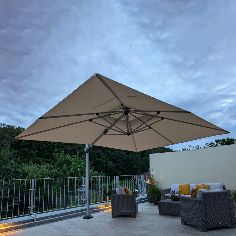 PURPLE LEAF Ombrellone Classico da Giardino Rettangolare con Doppia Top e Rotazione a 360 Gradi