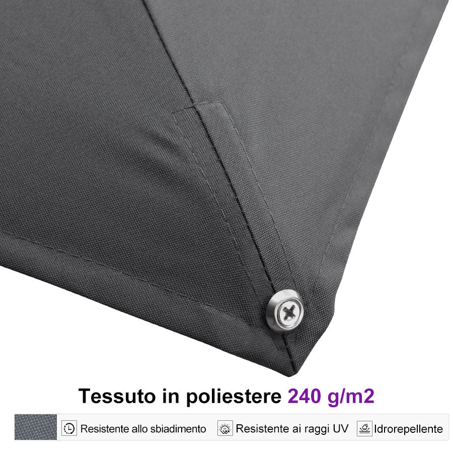 PURPLE LEAF Grande Ombrellone da Giardino in Alluminio,Rotazione a 360° e 5 livelli di Regolazione dell'altezza