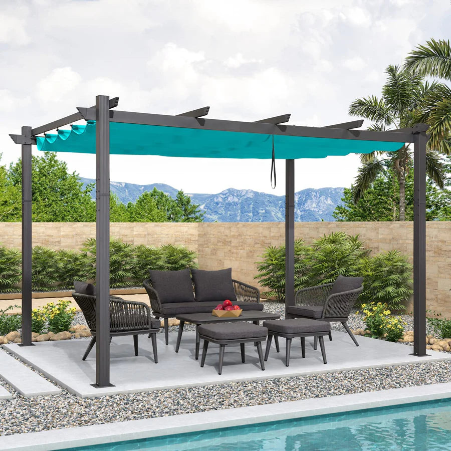 PURPLE LEAF Pergola Alluminio Pergolato da Giardino con Tetto ha Scomparsa Per Giardino Pergolati Terrazzo