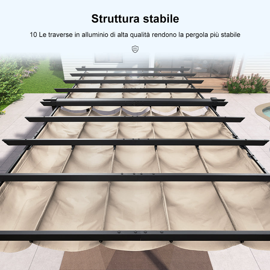 PURPLE LEAF Pergola Alluminio Pergolato da Giardino con Tetto ha Scomparsa Per Giardino Pergolati Terrazzo