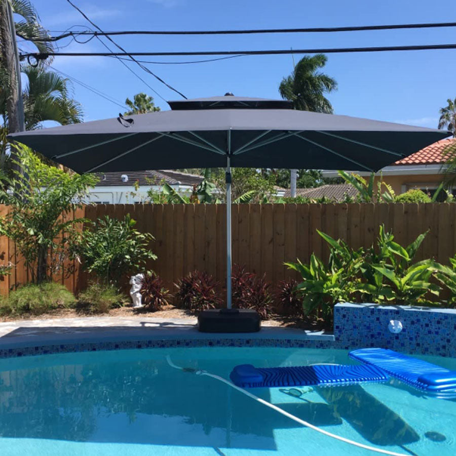 PURPLE LEAF Ombrellone Classico da Giardino Rettangolare con Doppia Top e Rotazione a 360 Gradi