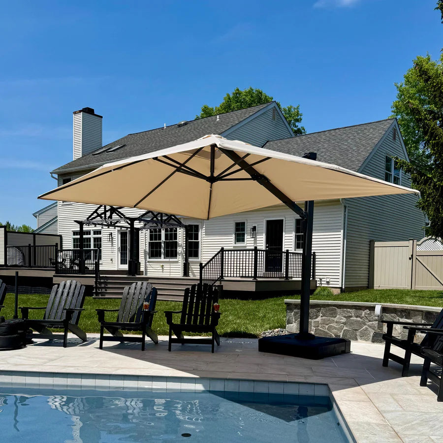 PURPLE LEAF Grande Ombrellone da Giardino in Alluminio,Rotazione a 360° e 5 livelli di Regolazione dell'altezza