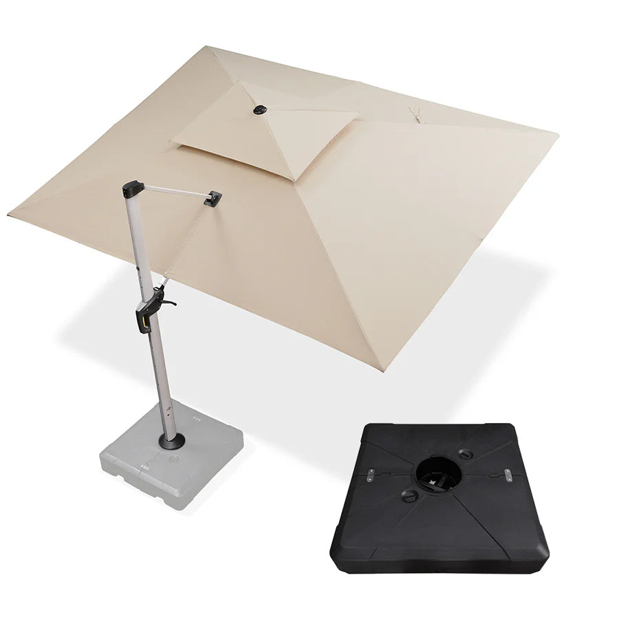 PURPLE LEAF Ombrellone Classico da Giardino Rettangolare con Doppia Top e Rotazione a 360 Gradi,con Base