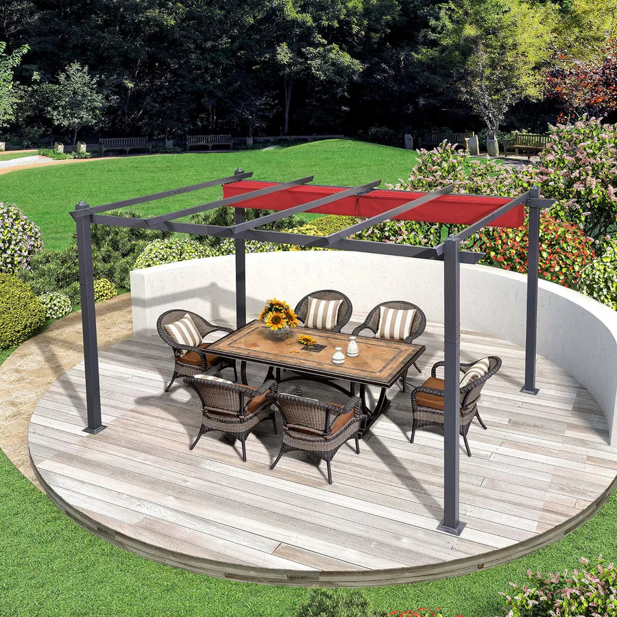PURPLE LEAF Pergola Alluminio Pergolato da Giardino con Tetto ha Scomparsa Per Giardino Pergolati Terrazzo