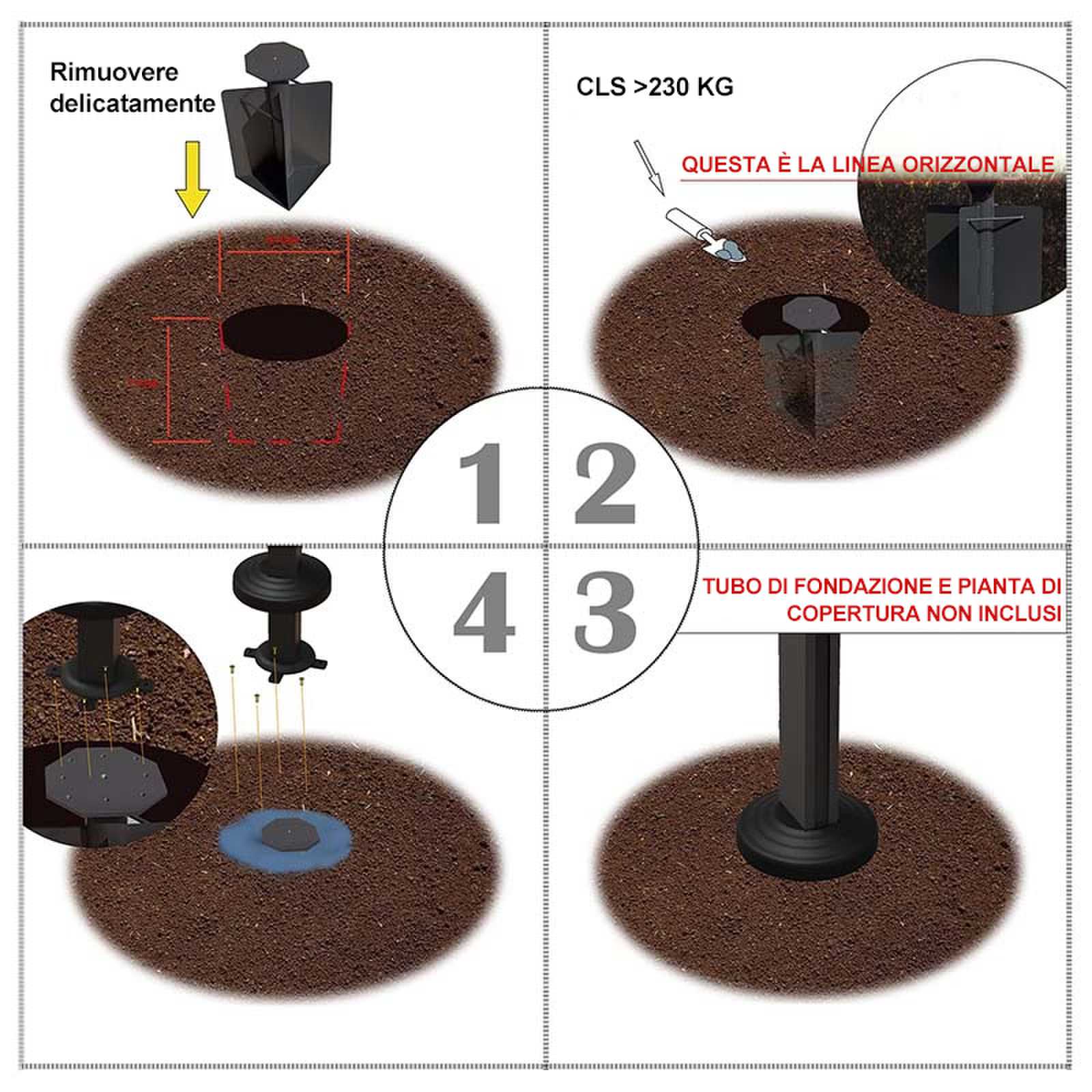 PURPLE LEAF Base per ombrellone da terra per tutte le taglie ZYBASE-7