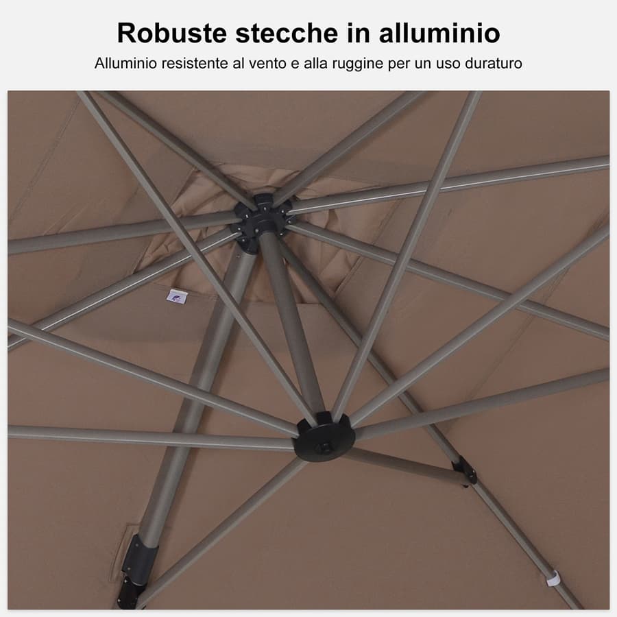 PURPLE LEAF Deluxe - Ombrellone in Alluminio Rettangolare da Esterno, Elegante, Antivento e Regolabile