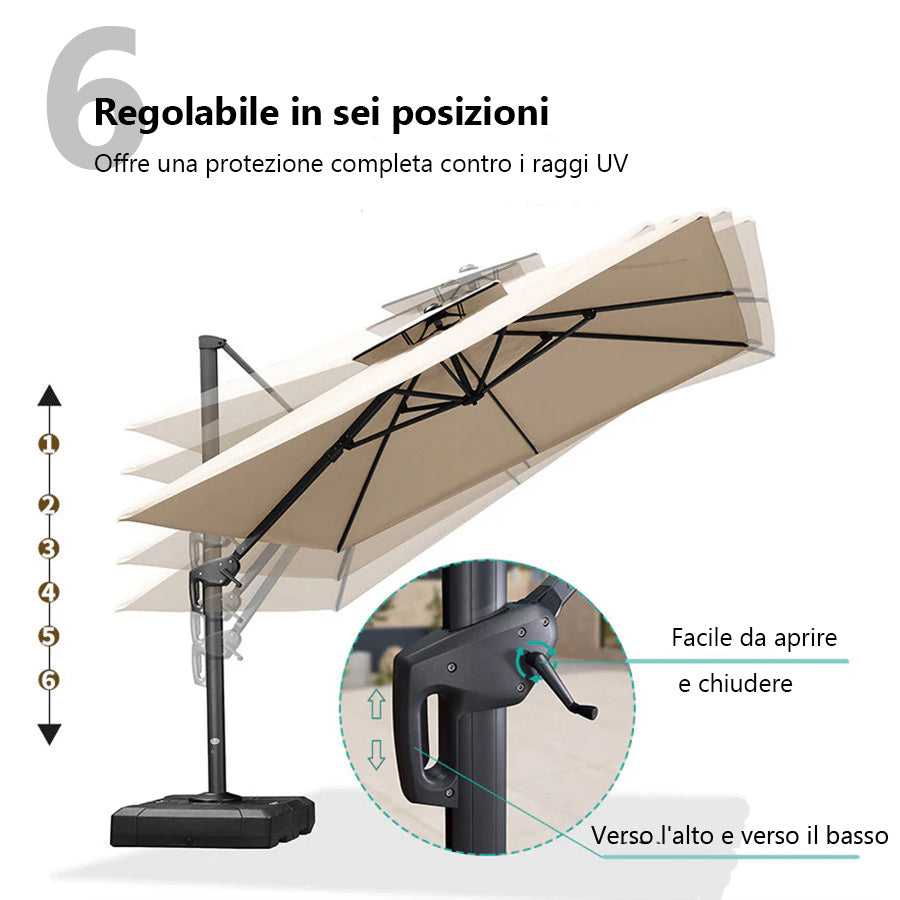 PURPLE LEAF Ombrellone doppio Top Quadrato per Giardino