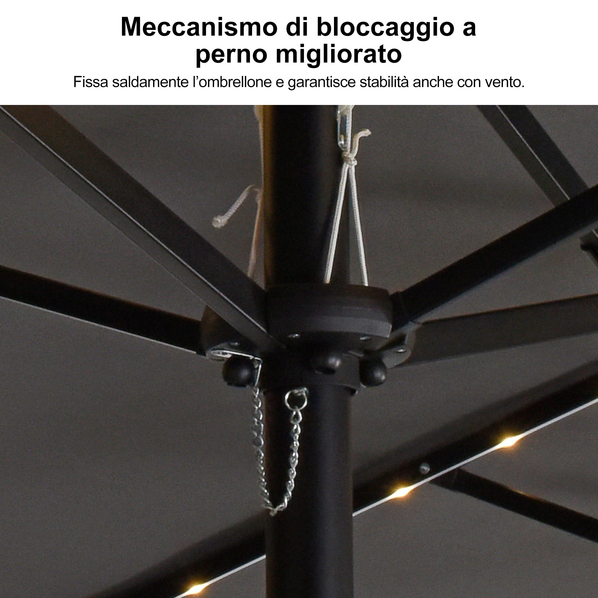 PURPLE LEAF Ombrellone doppio con illuminazione LED con base inclusa per esterni