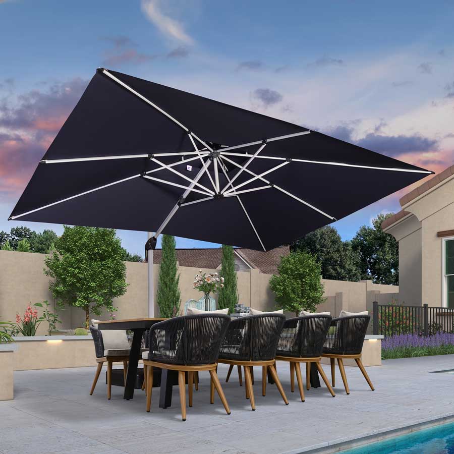 PURPLE LEAF Ombrellone Classico da Giardino Rettangolare con Doppia Top e Rotazione a 360 Gradi,con Base