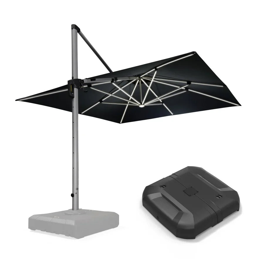 PURPLE LEAF Ombrellone Quadrati da Giardino con Doppio Top e luci ,con Base