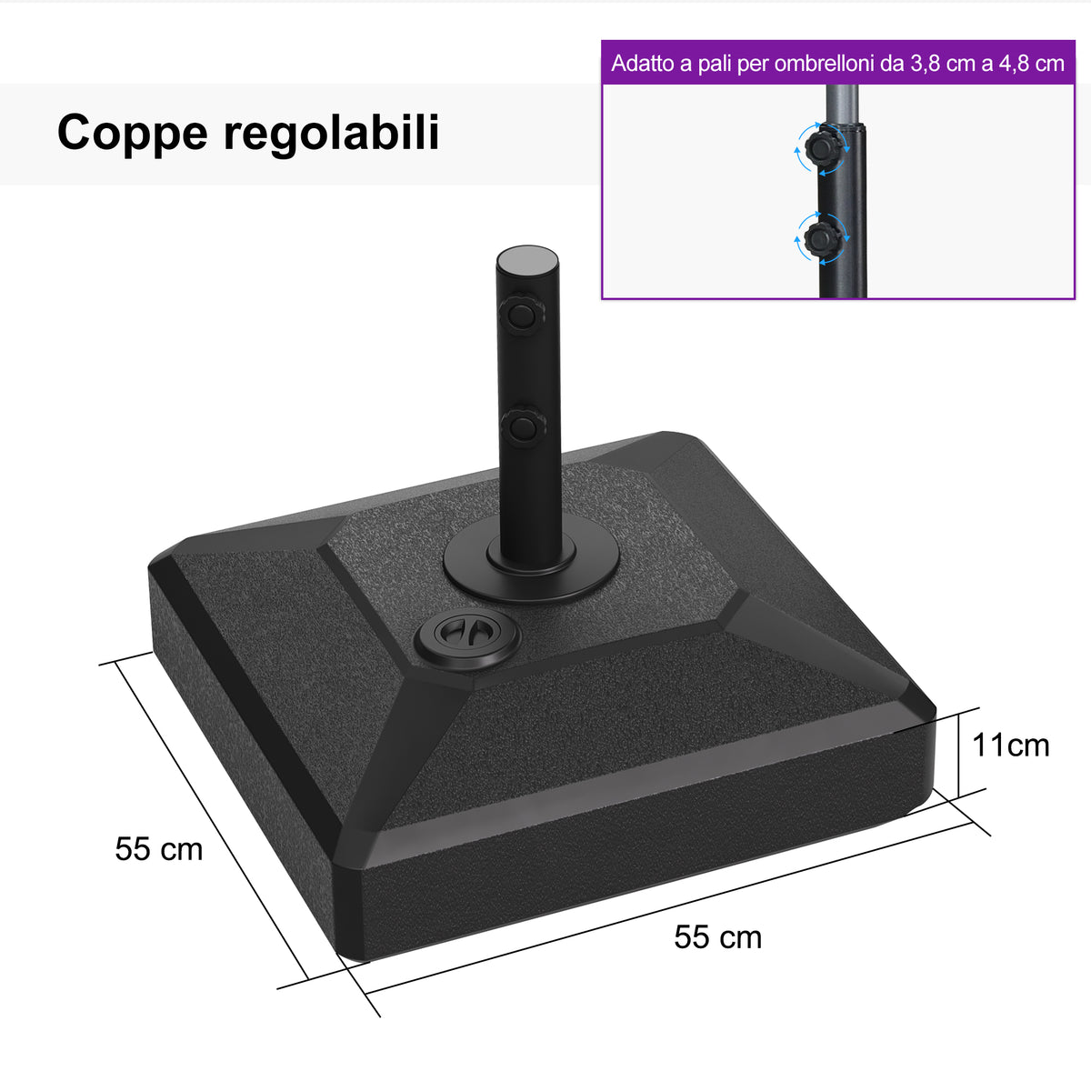 PURPLE LEAF Base per Ombrellone ,per Ombrellone con Palo Centrale ZY03-MLBASE-45