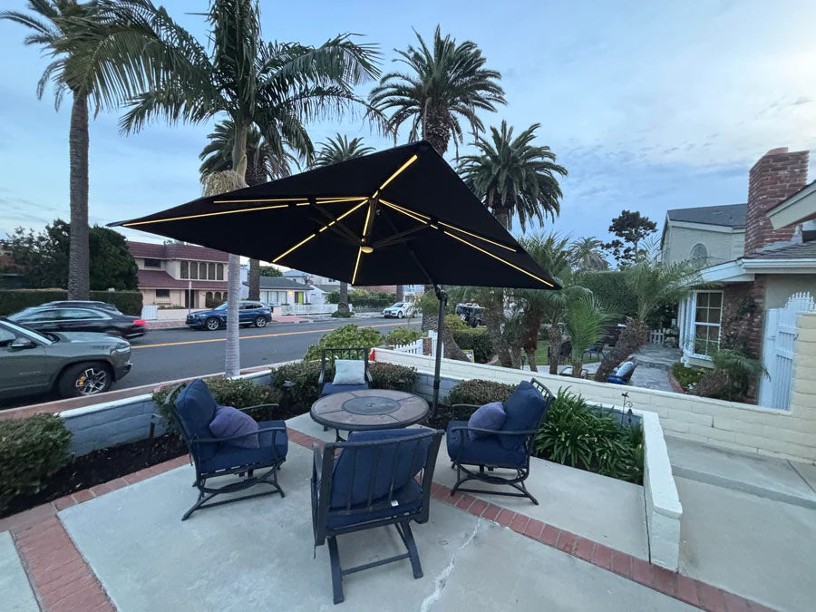 PURPLE LEAF Ombrellone da Giardino Ombrellone Quadrato Girevole con Rotazione a 360 gradi per esterno con luci