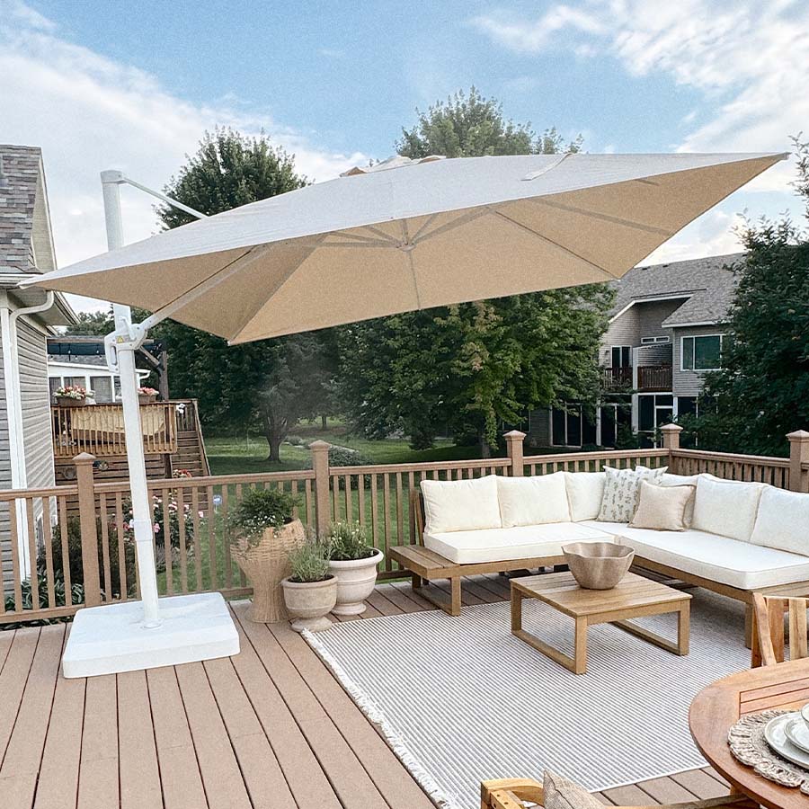 PURPLE LEAF Ombrellone da Giardino Bianco, Grande e Conveniente