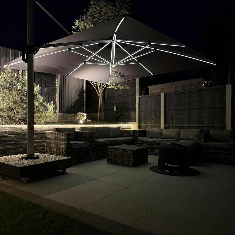 PURPLE LEAF Ombrellone Quadrati da Giardino con Doppio Top e luci