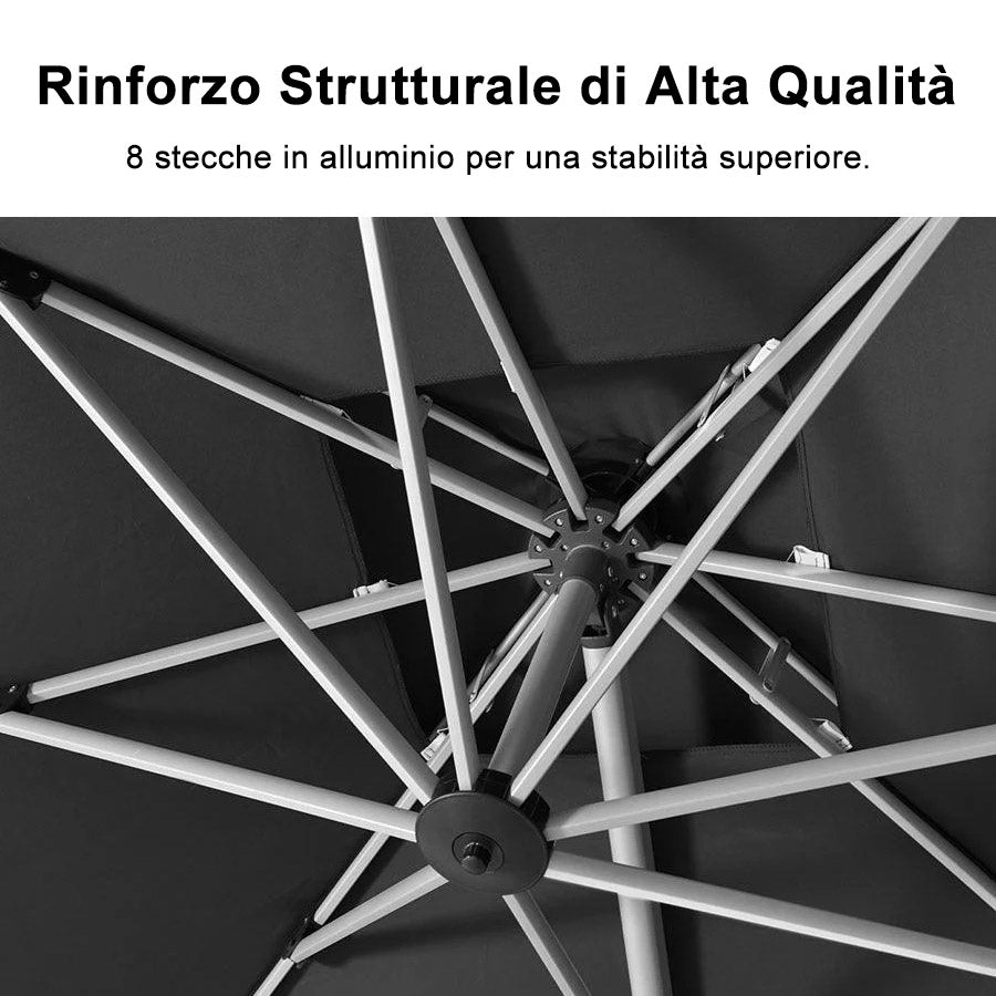 PURPLE LEAF Ombrellone Classico da Giardino Rettangolare con Doppia Top e Rotazione a 360 Gradi,con Base