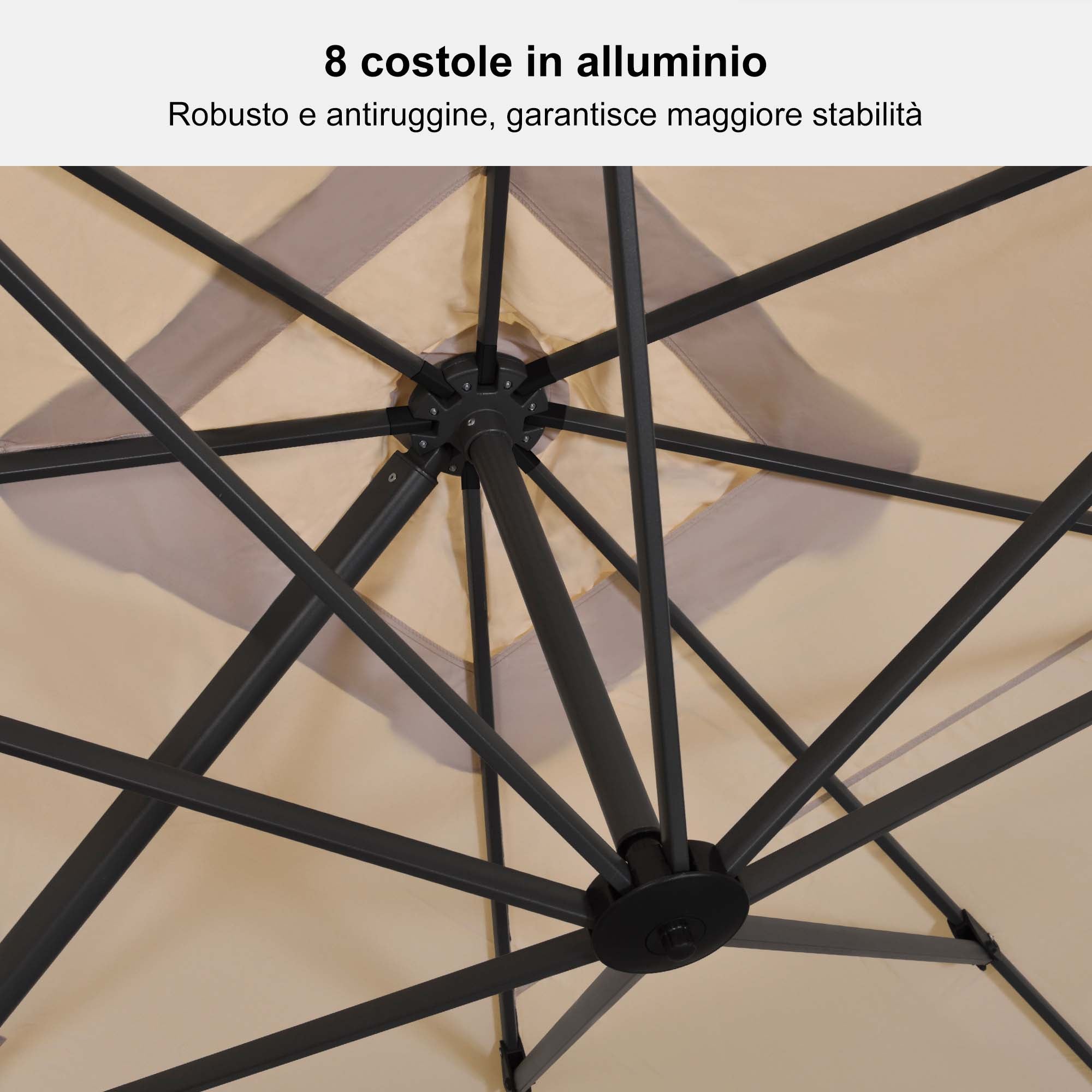 PURPLELEAF Ombrellone da Giardino Economico Quadrato ,con Base